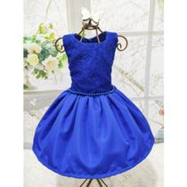 Vestido Menina Infantil Renda Luxo Azul Royal