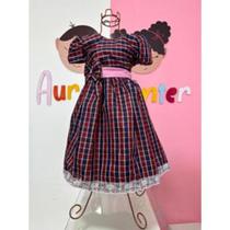 Vestido Menina Infantil Simples Junina Xadrez RF04 Vestido Menina Infantil Simples Junina Xadrez RF04