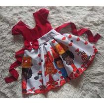 Vestido Menina Infantil Simples Temático 3 Palavrinhas RF02