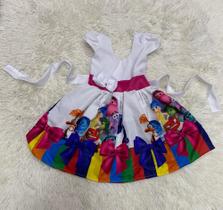 Vestido Menina Infantil Simples Temático Divertidamente Branco