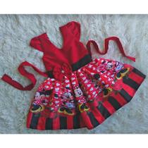 Vestido Menina Infantil Simples Temático Minnie Vermelho