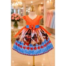 Vestido Menina Infantil Simples Temático Moana RF04