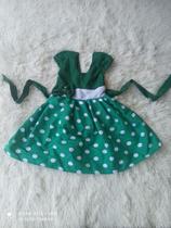 Vestido Menina Infantil Simples Verde Bolinhas Brancas