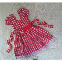 Vestido Menina Infantil Simples Xadrez Vermelho Junina RF04