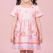 Vestido Menina Infantil Sonho Barrado Luxo Confortável Manga
