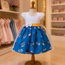 Vestido Menina Infantil Temático Simples Bob Esponja Azul