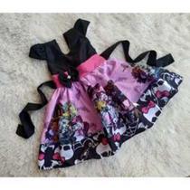 Vestido Menina Infantil Temático Simples Monster Higt Vestido Menina Infantil Temático Simples Monster Higt