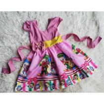 Vestido Menina Infantil Temático Simples Patati Patatá Rosa