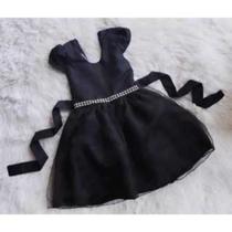 Vestido Menina Infantil Temático Tule Simples Preto (Wandinha)