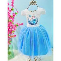 Vestido Menina Infantil Tule Super Luxo Frozen Vestido Menina Infantil Tule Super Luxo Frozen