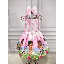 Vestido Menina Lastex Infantil Moana Baby Rosa