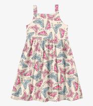 Vestido Menina Popeline Borboletas Trick Nick Bege Vestido Menina Popeline Borboletas Trick Nick Bege