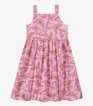 Vestido Menina Popeline Borboletas Trick Nick Rosa