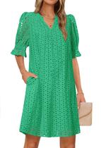 Vestido MEROKEETY 2025 de verão de manga curta com decote em V para mulheres