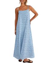 Vestido MEROKEETY 2026 Azul Floral em Renda Maxi com Alças Finas Vestido MEROKEETY 2026 Azul Floral em Renda Maxi com Alças Finas