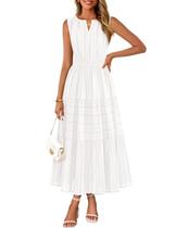 Vestido MEROKEETY 2026 Midi Maxi de Algodão Sem Mangas com Decote V Vestido MEROKEETY 2026 Midi Maxi de Algodão Sem Mangas com Decote V