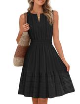 Vestido MEROKEETY 2026 Sem Mangas Decote V Preto Médio Vestido MEROKEETY 2026 Sem Mangas Decote V Preto Médio