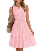 Vestido MEROKEETY 2026 Sem Mangas Decote V Rosa P Vestido MEROKEETY 2026 Sem Mangas Decote V Rosa P