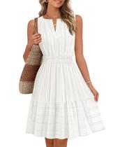 Vestido MEROKEETY 2026 Verão Sem Mangas Decote V Branco G Vestido MEROKEETY 2026 Verão Sem Mangas Decote V Branco G