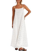 Vestido MEROKEETY Summer Spaghetti Straps Sundress 2026 branco Vestido MEROKEETY Summer Spaghetti Straps Sundress 2026 branco