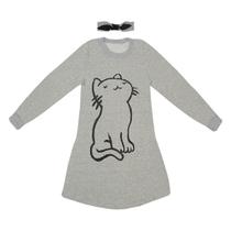 Vestido Mescla Estampa Gato - Big Bless