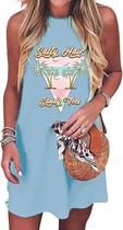 Vestido MHTOR Sun Salt Sand Coconut Tree Tank para mulheres azul Vestido MHTOR Sun Salt Sand Coconut Tree Tank para mulheres azul
