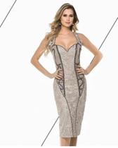 Vestido Mid Bordado Nude Tamanho M Vestido Mid Bordado Nude Tamanho M