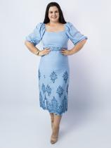 Vestido mid em viscose bordada iris