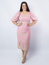 Vestido mid em viscose bordada iris