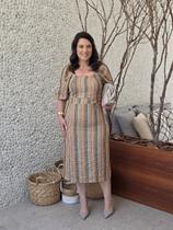Vestido mid em viscose com algodão e linho charllote cor:begetamanho:gg Vestido mid em viscose com algodão e linho charllote cor:begetamanho:gg