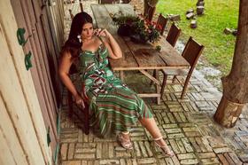 Vestido Mid Estampado Plus Size Tam 50