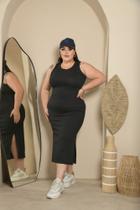 Vestido Mid Plus Size canelado com elastano