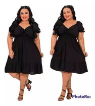 Vestido Mid Plus Size Feminino Viscolinho Pipoca Moda Manga Curta