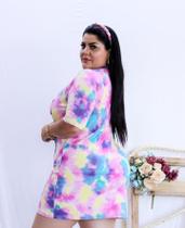Vestido mid Plus Size - tecido malha em tie dye