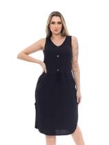 Vestido Mid Regata Viscolycra Premium Com Bolso e Botões Tendência