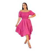 Vestido Mide Manguinha Ciganinha Moda Evangélica Luxo Dia