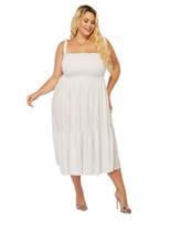 Vestido Midi Alça Larga Verão Plus Size Liso