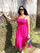 Vestido Midi Alça Larga Verão Plus Size Verão