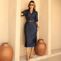 Vestido Midi Alfaiataria Jeans
