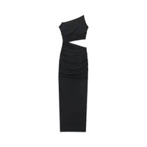 Vestido Midi Assimétrico Sexy com Gola Vazada e Alças Finas Vestido Midi Assimétrico Sexy com Gola Vazada e Alças Finas