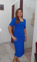 Vestido Midi azul canelado Tamanho M/40 Vestido Midi azul canelado Tamanho M/40