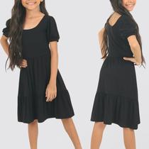 Vestido Midi Babado Manga Curta Infantil Menina - Evolução