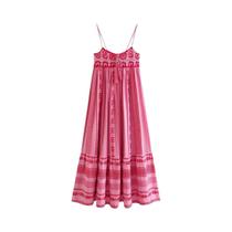Vestido Midi Boêmio Vintage Para Mulheres, Vestido De Alça Tricotada Para Férias