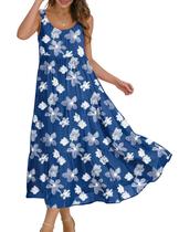 Vestido Midi Boho Fluido sem Mangas com Bolsos - YESNO Vestido Midi Boho Fluido sem Mangas com Bolsos - YESNO