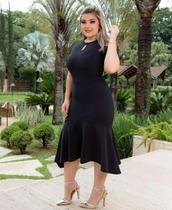 Vestido Midi Botão Na Gola Moda Evangélica Feminina