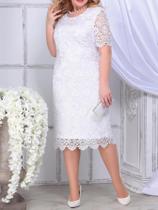 Vestido Midi Branco Com Bordado Floral plus Size Elegante Para Festa De Verão Ou Convidada De