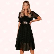 Vestido Midi C/ Transpasse Decote - Moda Casual Chic Vestido Midi C/ Transpasse Decote - Moda Casual Chic