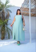 Vestido Midi Candy Collor Moda Plus Size Fenda Alça Larga