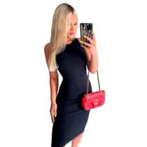 Vestido Midi Canelado Casual Básico Justinho sem Manga