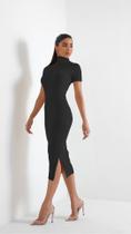 Vestido Midi Canelado gola alta